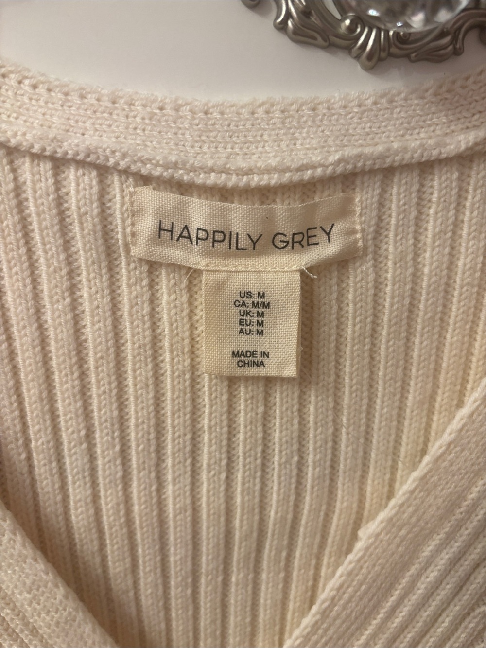Cream Ribbed Button-Front Knit Dress - Picture 2 of 7